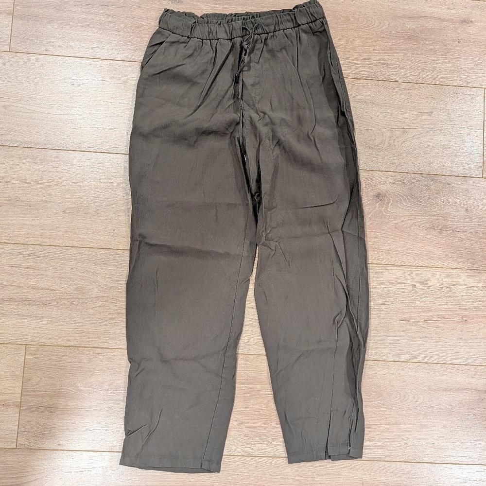 Mango Women's Olive Green Flow Pants